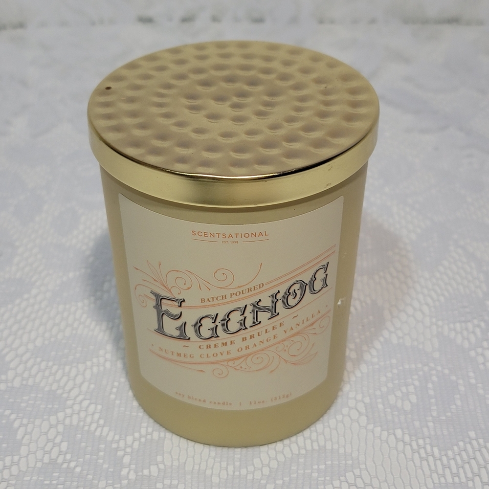 Scentsational Batch Poured Eggnog Creme Brulee Nutmeg Clove Orange Vanilla 11 Oz